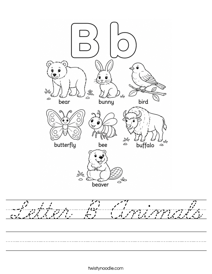 Letter B Animals Worksheet