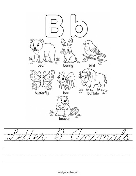 Letter B Animals Worksheet