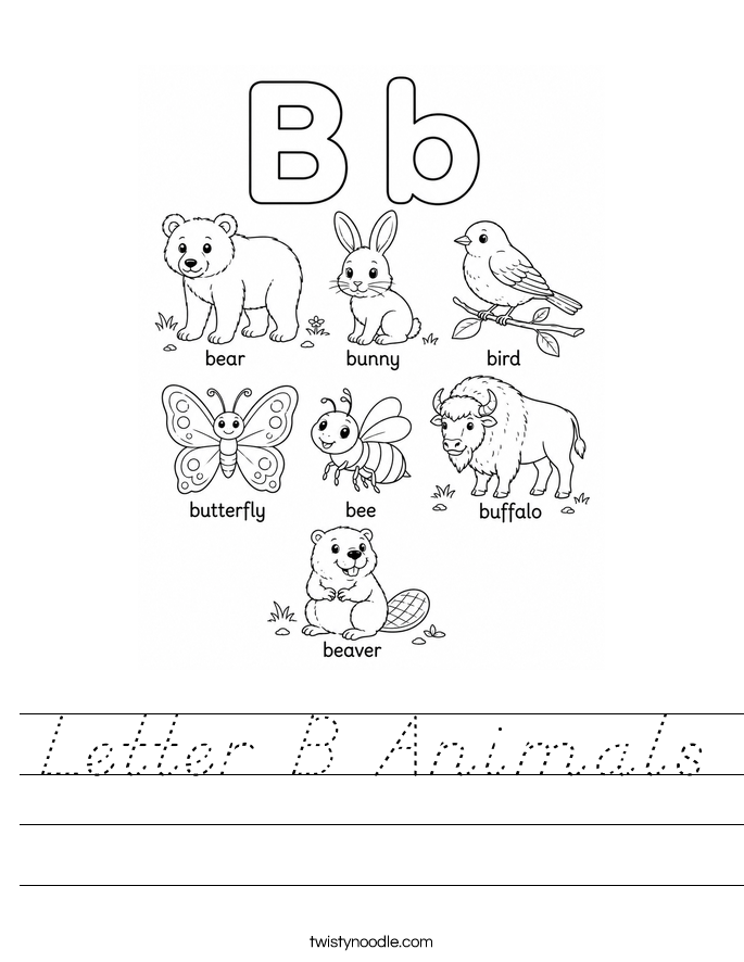 Letter B Animals Worksheet