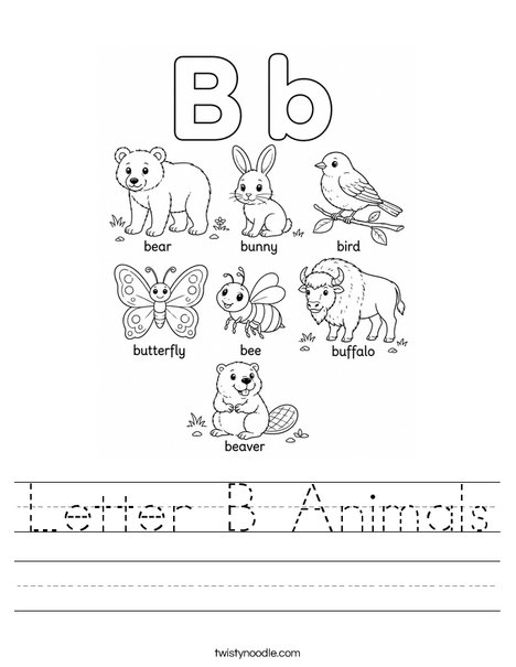 Letter B Animals Worksheet