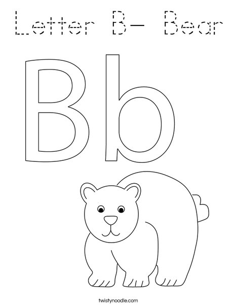 Letter B- Bear Coloring Page - Tracing - Twisty Noodle