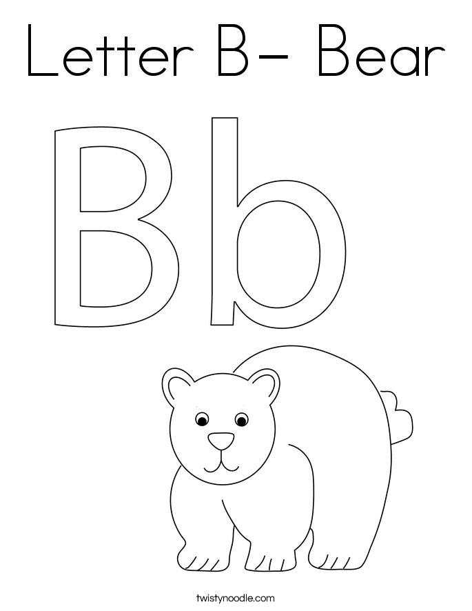 Letter B Bear Coloring Page - Letter B Bear Coloring Page 