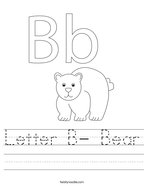 Letter B- Bear Handwriting Sheet