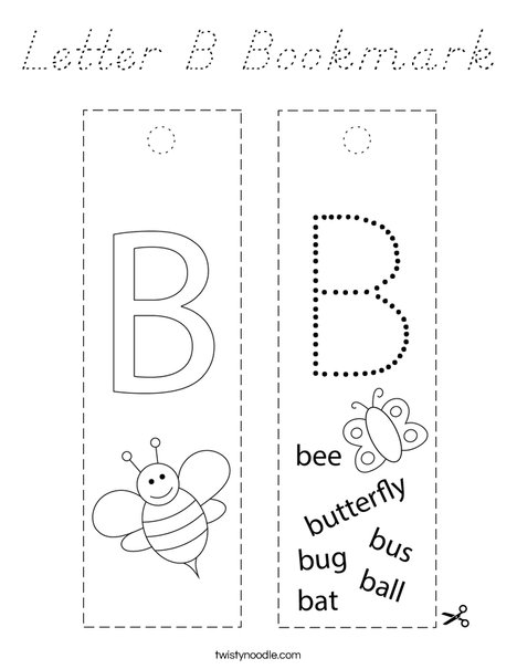 Letter B Bookmark Coloring Page