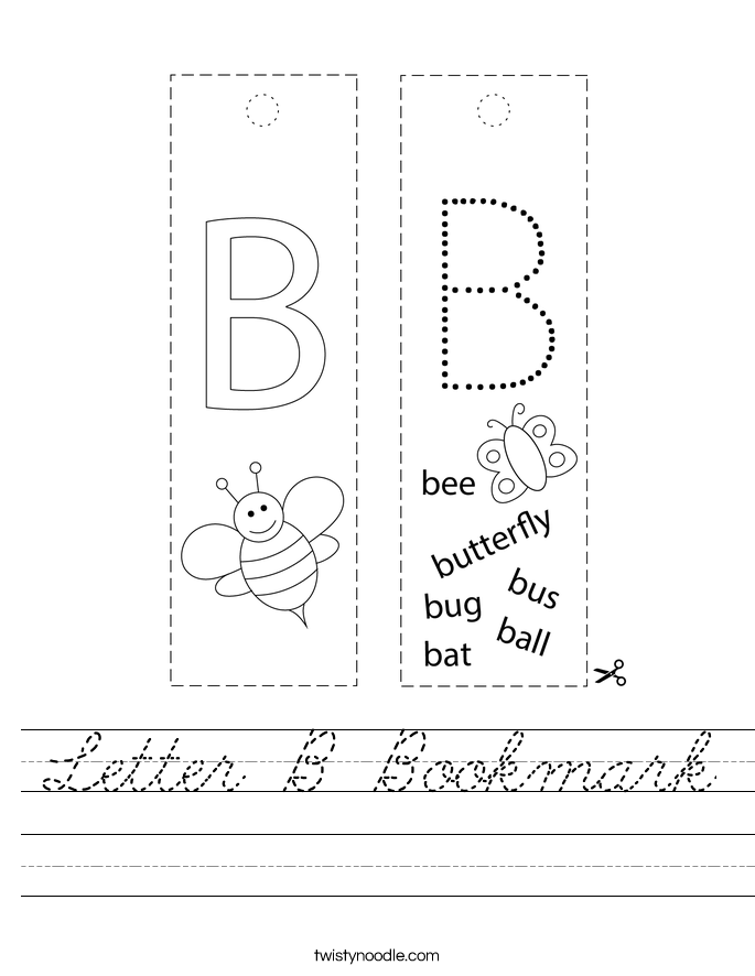 Letter B Bookmark Worksheet