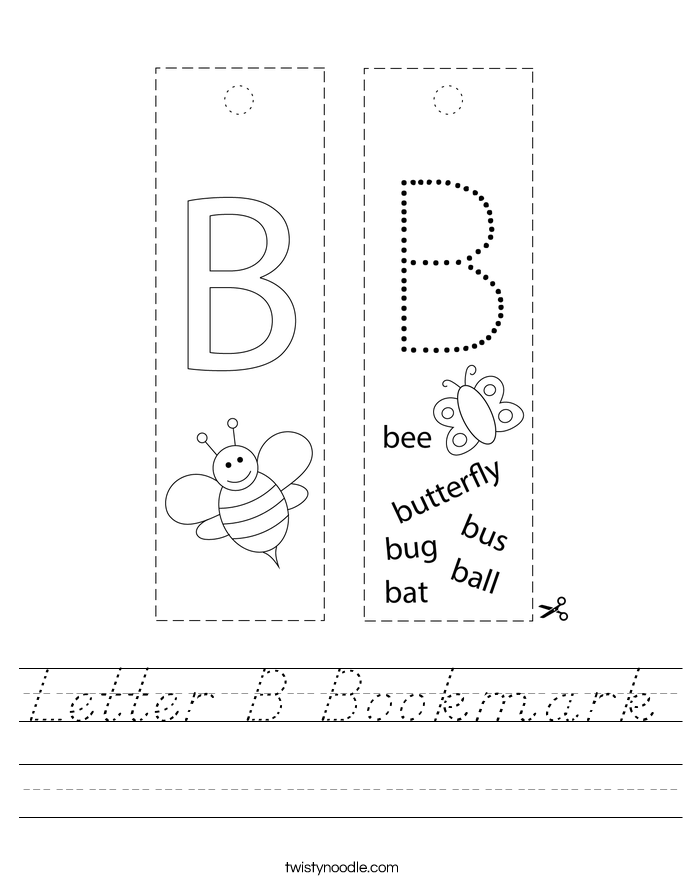 Letter B Bookmark Worksheet