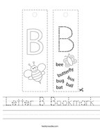Letter B Bookmark Handwriting Sheet