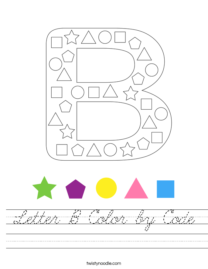 Letter B Color by Code Worksheet