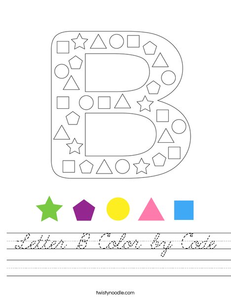 Letter B Color by Code Worksheet