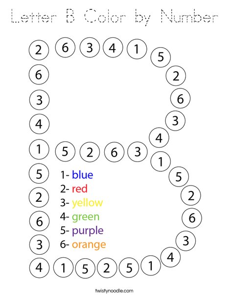 Letter B Color by Number Coloring Page