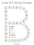 Letter B Color by Number Coloring Page