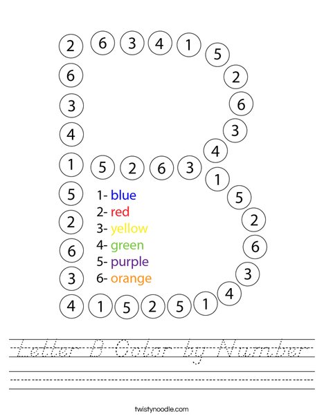 Letter B Color by Number Worksheet