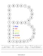 Letter B Color by Number Handwriting Sheet
