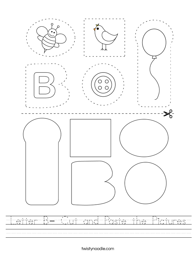 Letter B- Cut and Paste the Pictures Worksheet