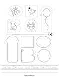 Letter B- Cut and Paste the Pictures Worksheet