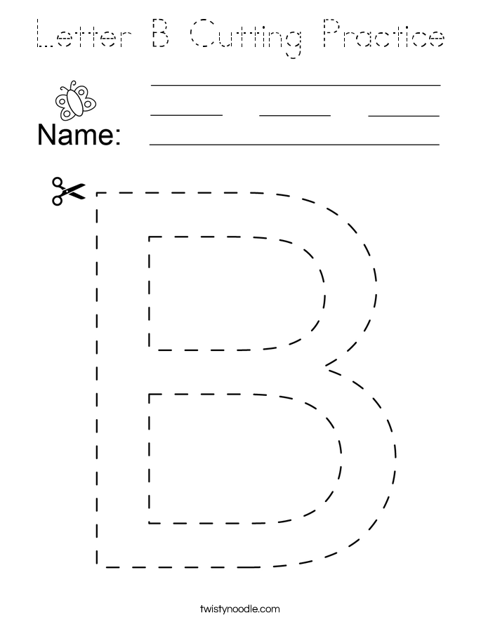 Letter B Cutting Practice Coloring Page