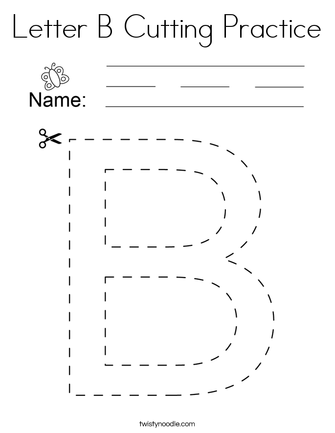 Letter B Cutting Practice Coloring Page