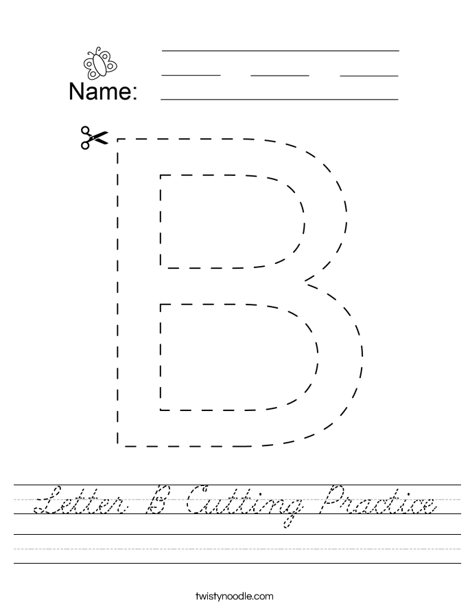 Letter B Cutting Practice Worksheet