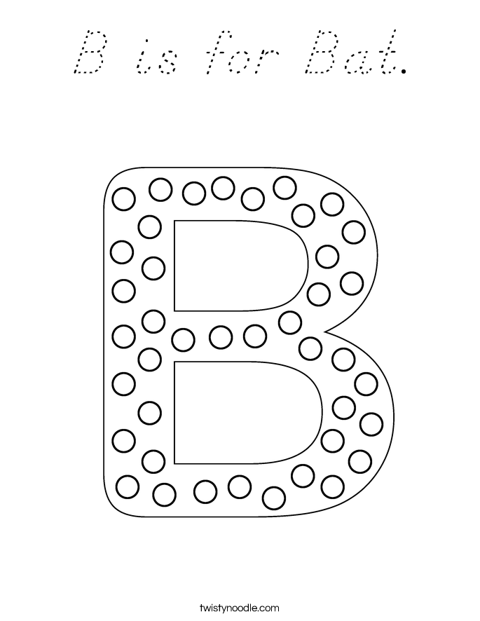 B is for Bat. Coloring Page