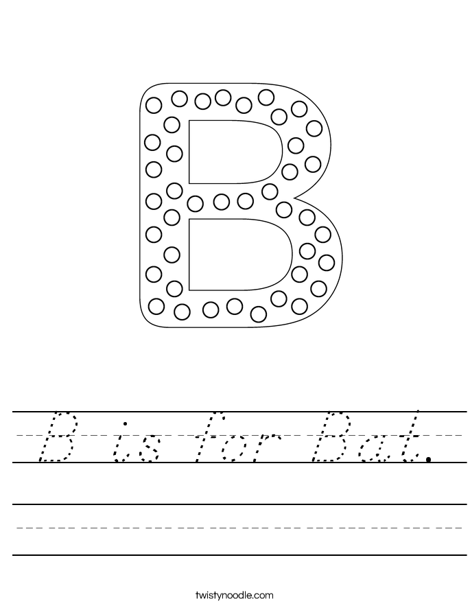 B is for Bat. Worksheet