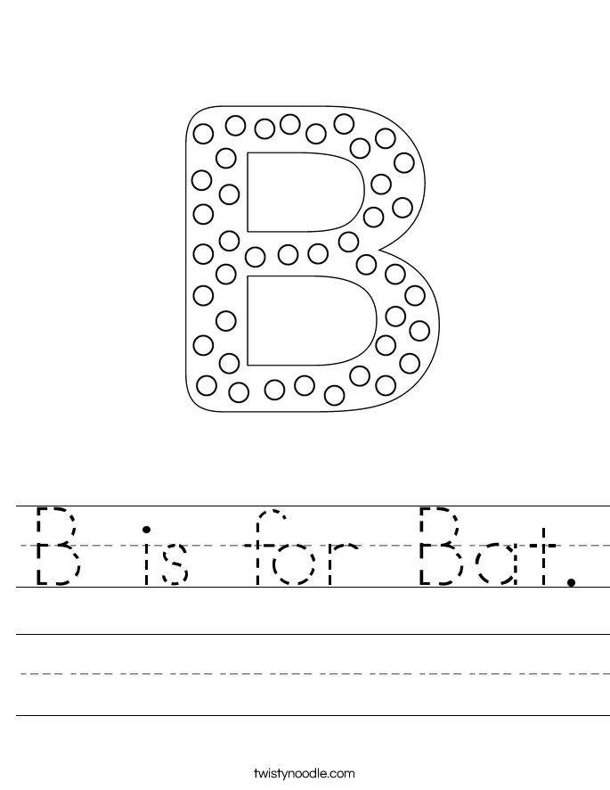 B is for Bat. Worksheet