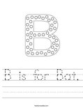 B is for Bat. Worksheet