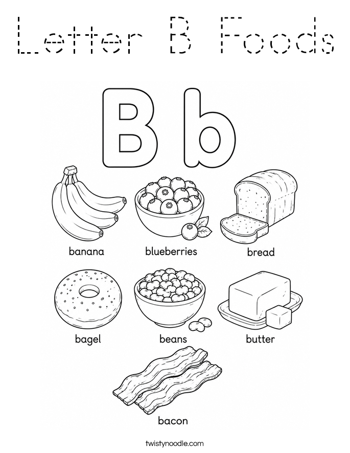 Letter B Foods Coloring Page