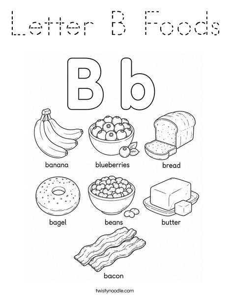 Letter B Foods Coloring Page
