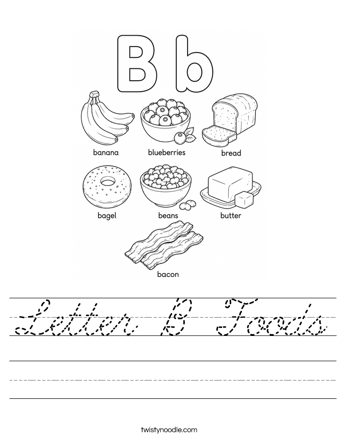 Letter B Foods Worksheet