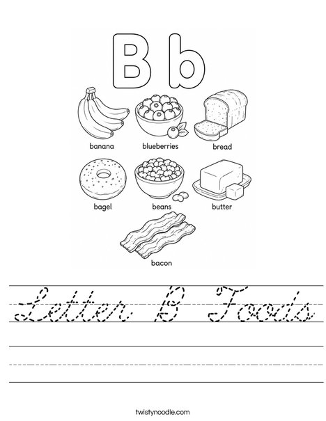 Letter B Foods Worksheet