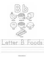 Letter B Foods Handwriting Sheet