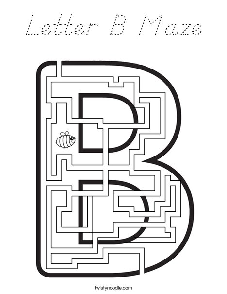 Letter B Maze Coloring Page