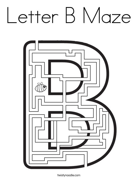Letter B Maze Coloring Page