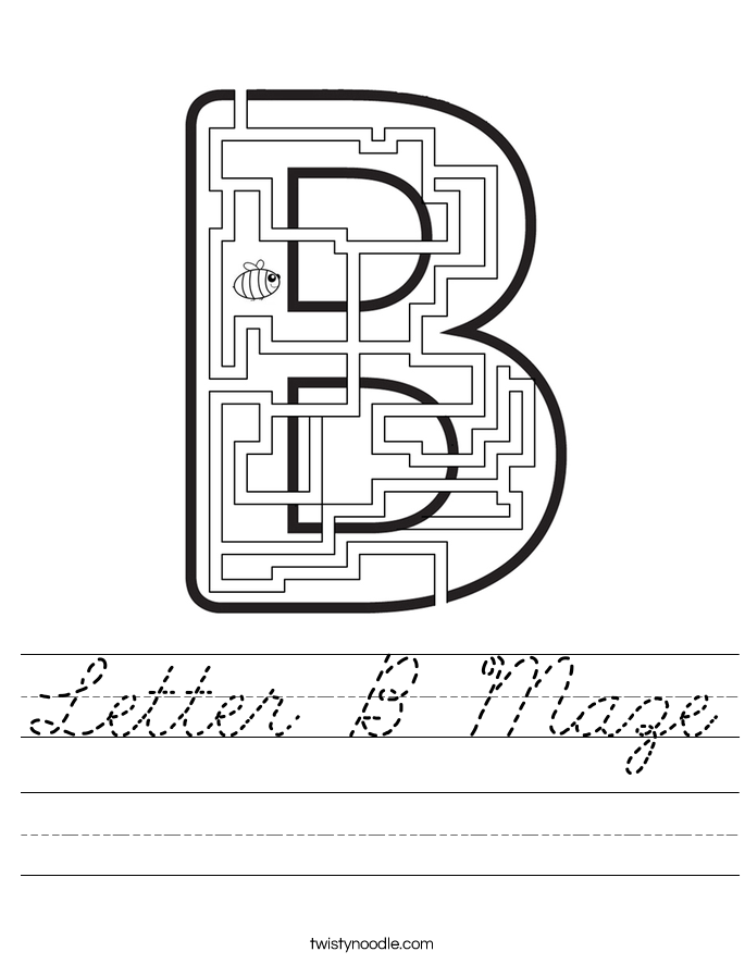 Letter B Maze Worksheet
