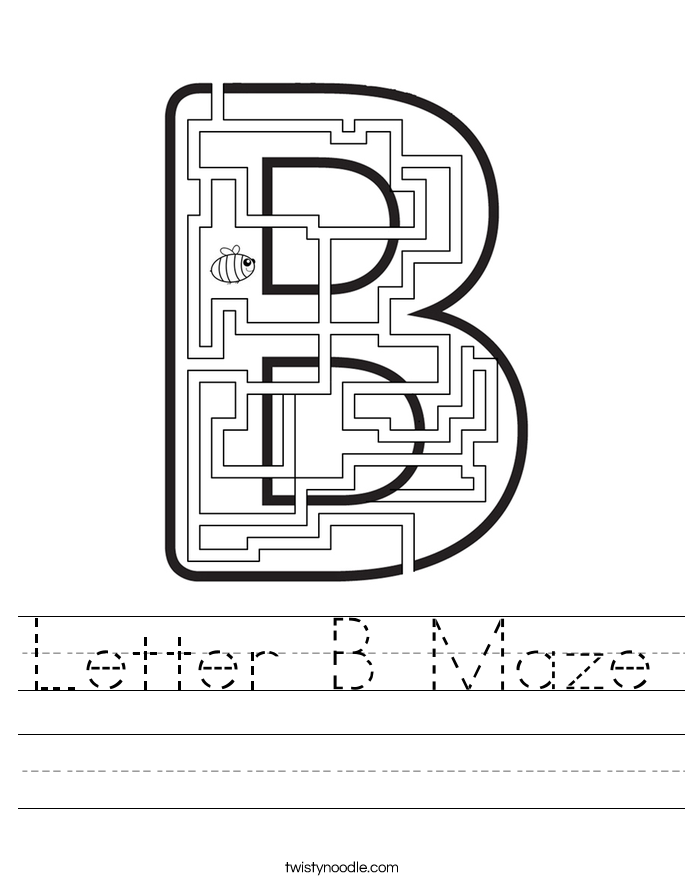 letter b maze worksheet twisty noodle