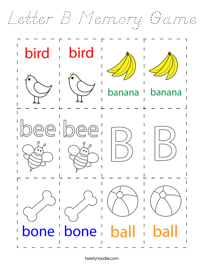 Letter B Memory Game Coloring Page