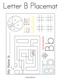 Letter B Placemat Coloring Page