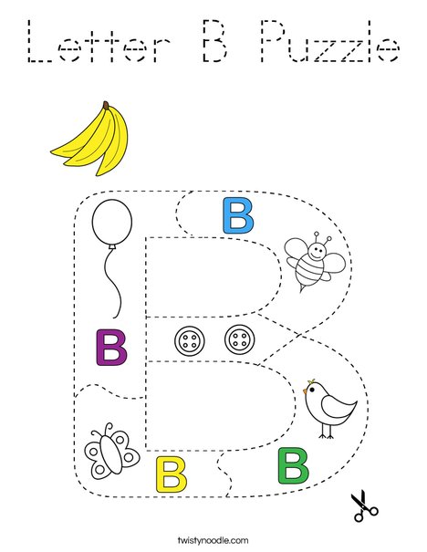 Letter B Puzzle Coloring Page