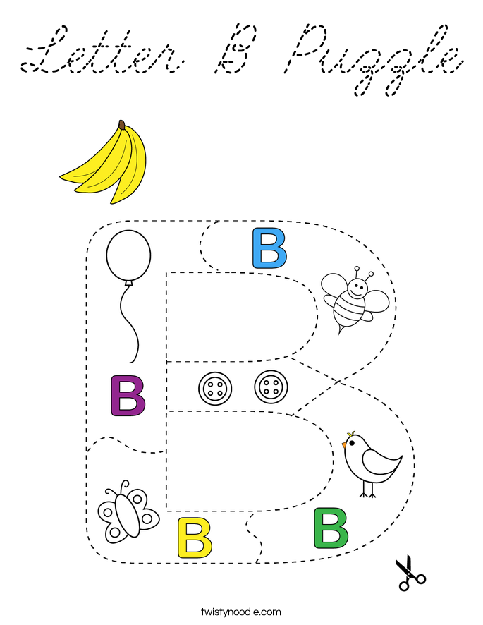 Trace The Letter B Coloring Page Cursive Twisty Noodle | Images And ...