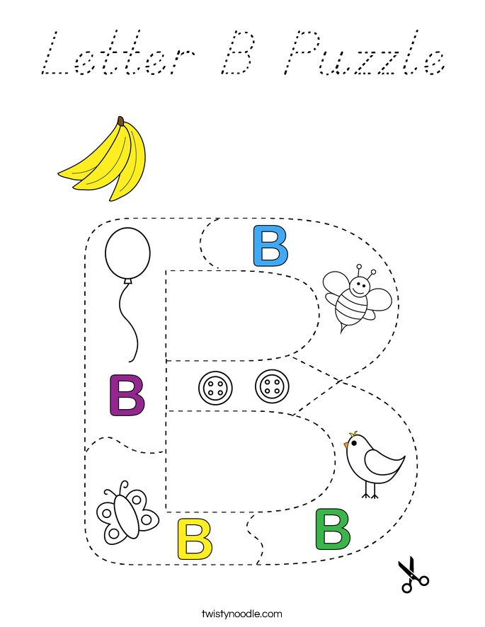 Letter B Puzzle Coloring Page