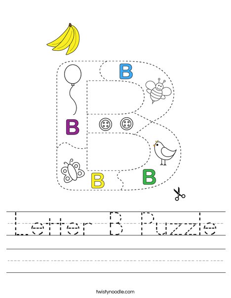 letter b puzzle worksheet twisty noodle