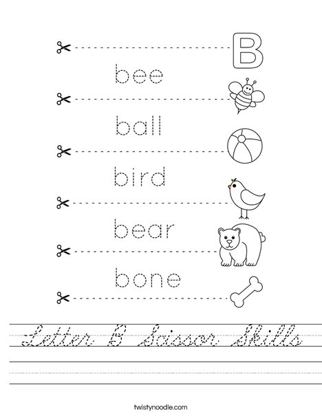Letter B Scissor Skills Worksheet