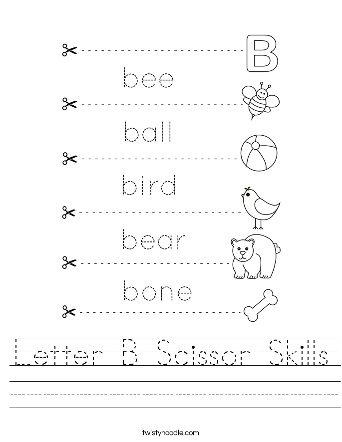 Letter B Scissor Skills Worksheet
