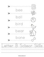 Letter B Scissor Skills Handwriting Sheet