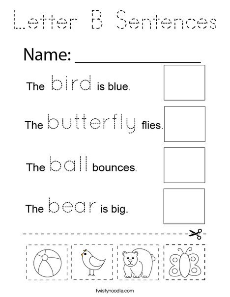 Letter B Sentences Coloring Page