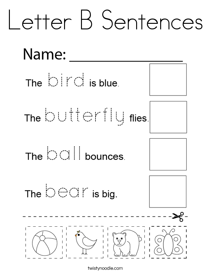 Letter B Sentences Coloring Page