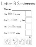 Letter B Sentences Coloring Page
