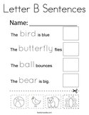 Letter B Sentences Coloring Page