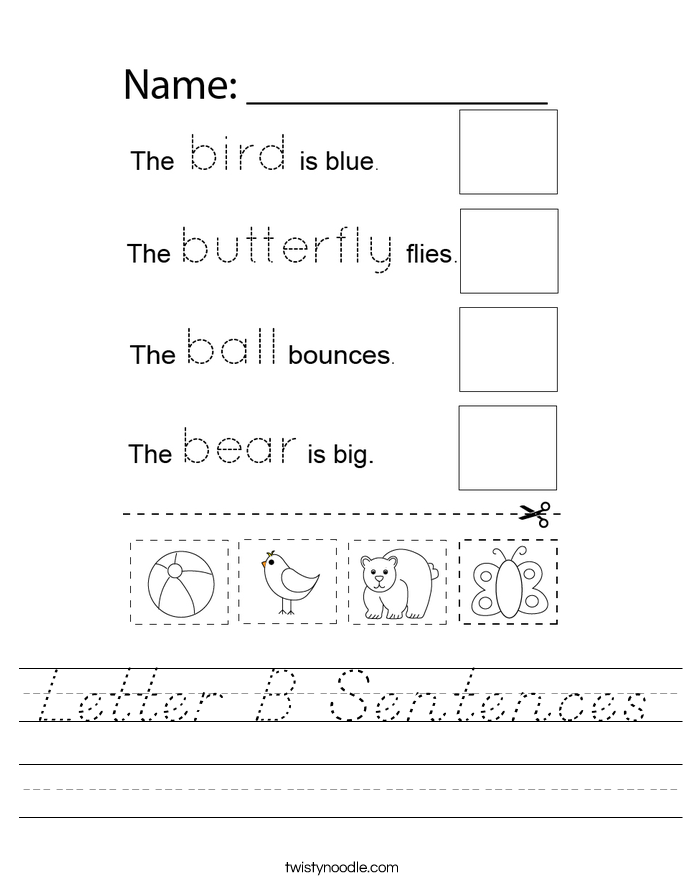 Letter B Sentences Worksheet