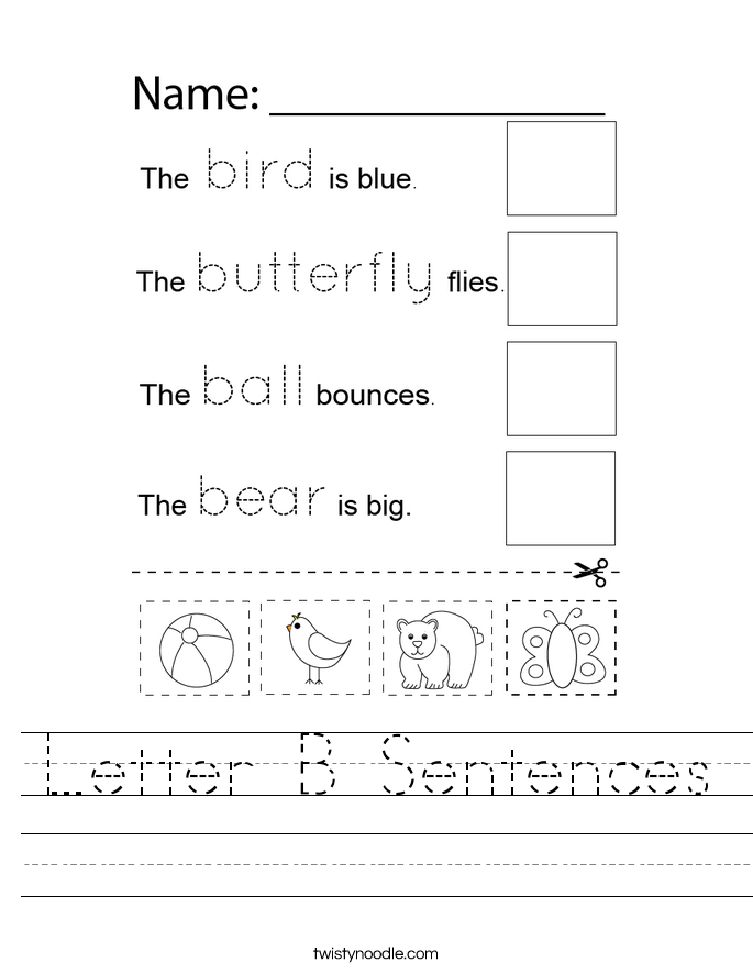 Letter B Sentences Worksheet
